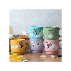 Kitchenware*Maison Ghibli Coloful embossed mug Kiki on her broom - Kiki's Delivery Service