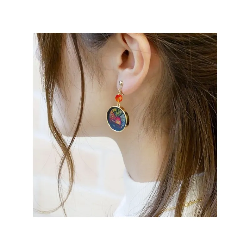 Jewellery*Maison Ghibli STAINED GLASS SERIES-PIERCED EARRINGS CALCIFER -HOWL'S MOVING CASTLE